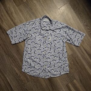 Men's Columbia Blue Fish Patterned Shirt Size XL